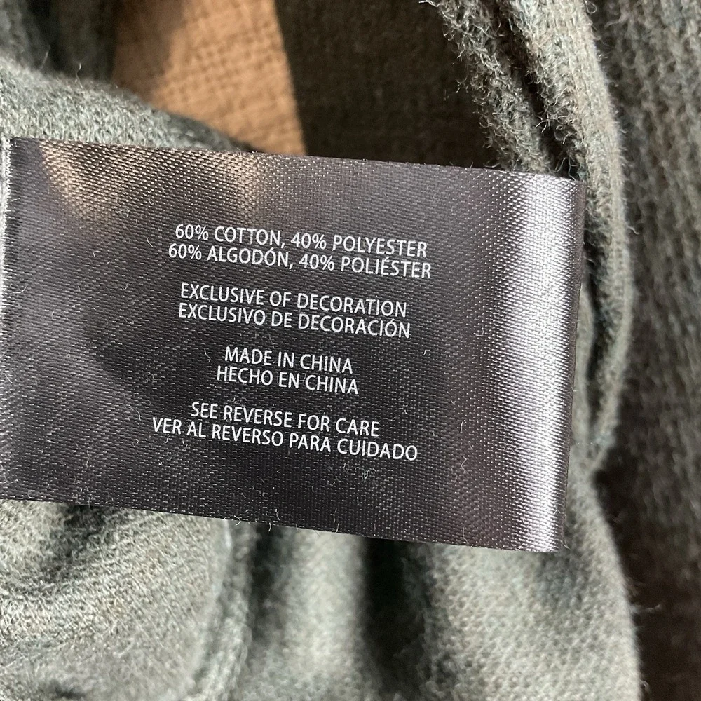 BANANA‎ REPUBLIC Men's Sweater Sz L Forest Green Cotton Blend 1/4 Zip Turtleneck